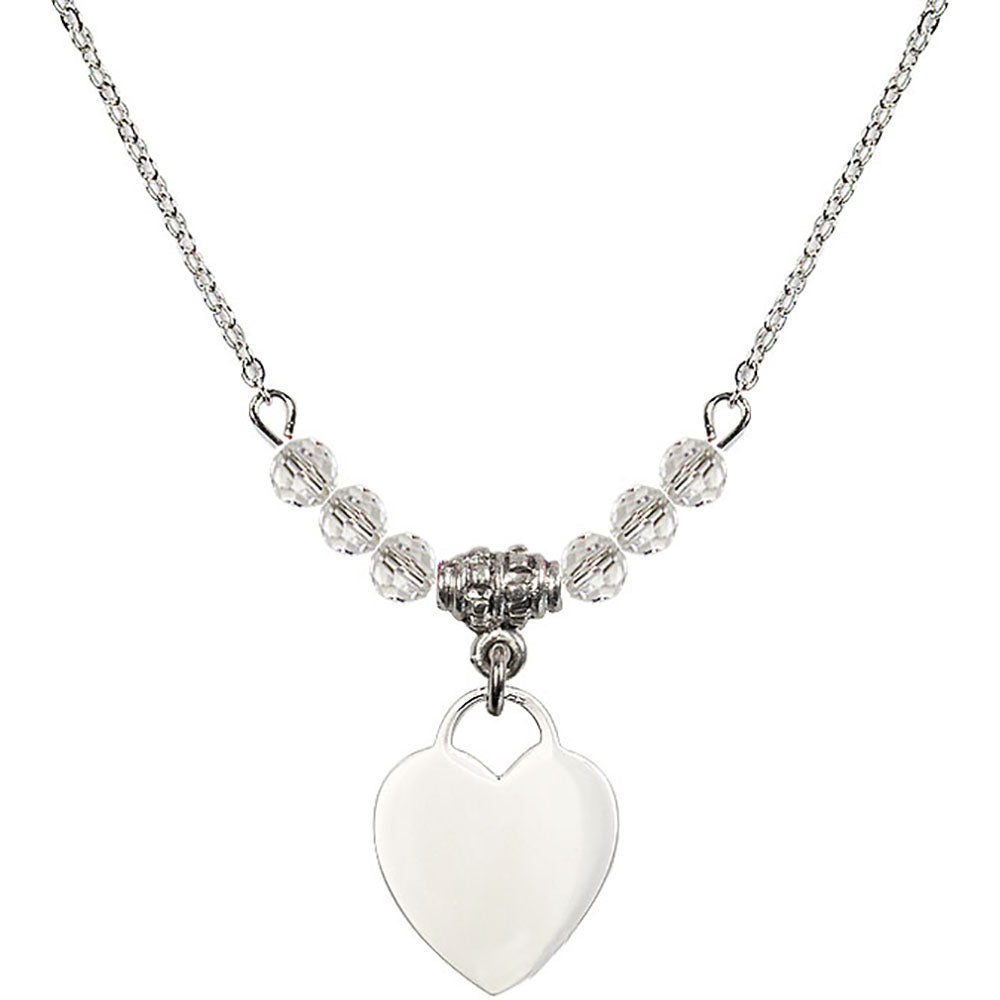 Sterling Silver Heart Birthstone Necklace with Crystal Beads - 3400