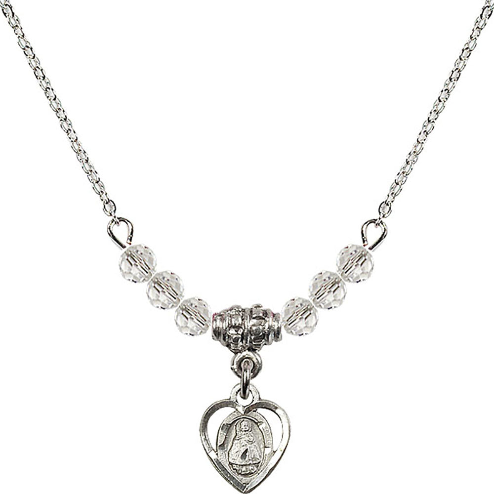 Sterling Silver Infant Birthstone Necklace with Crystal Beads - 5413