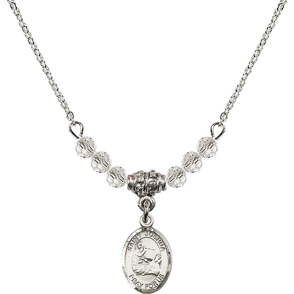 Sterling Silver Saint Joshua Birthstone Necklace with Crystal Beads - 9059