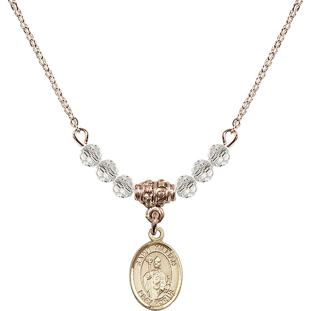 14kt Gold Filled Saint Kilian Birthstone Necklace with Crystal Beads - 9067