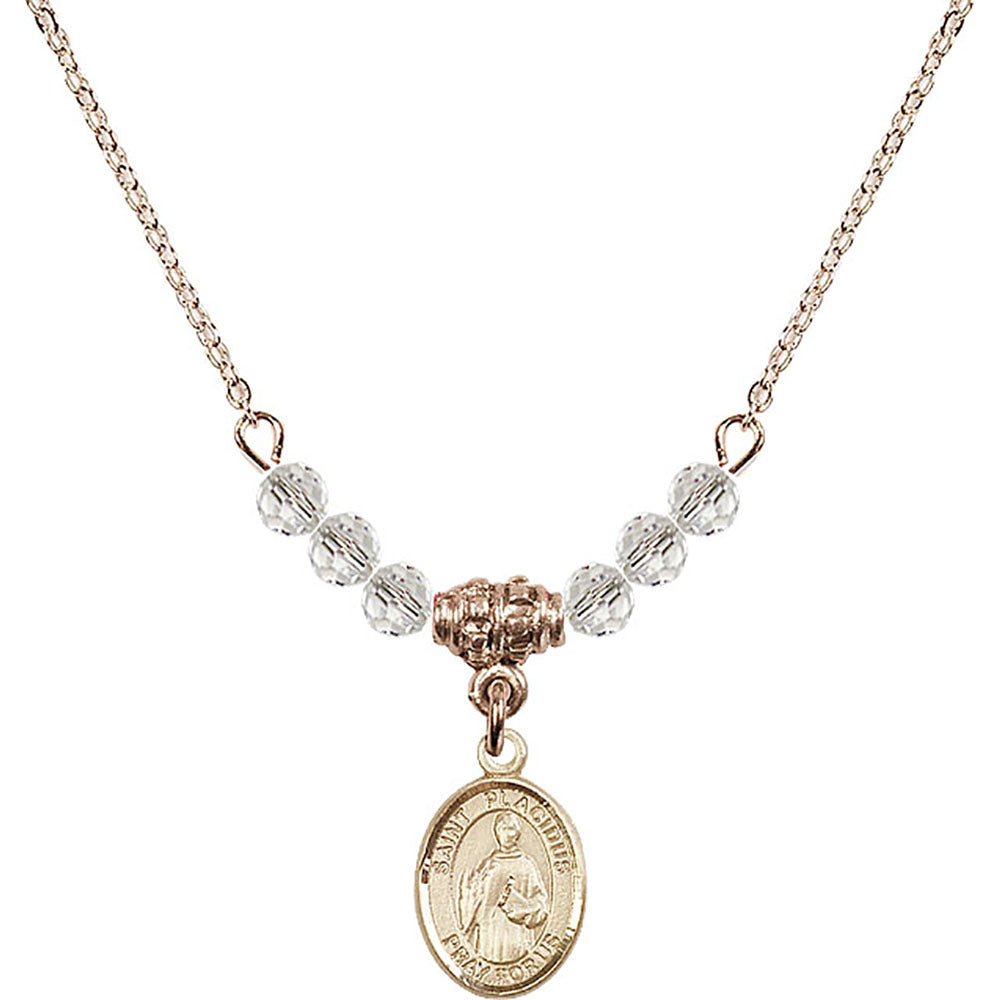 14kt Gold Filled Saint Placidus Birthstone Necklace with Crystal Beads - 9240
