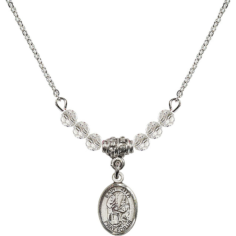 Sterling Silver Saint Zita Birthstone Necklace with Crystal Beads - 9244