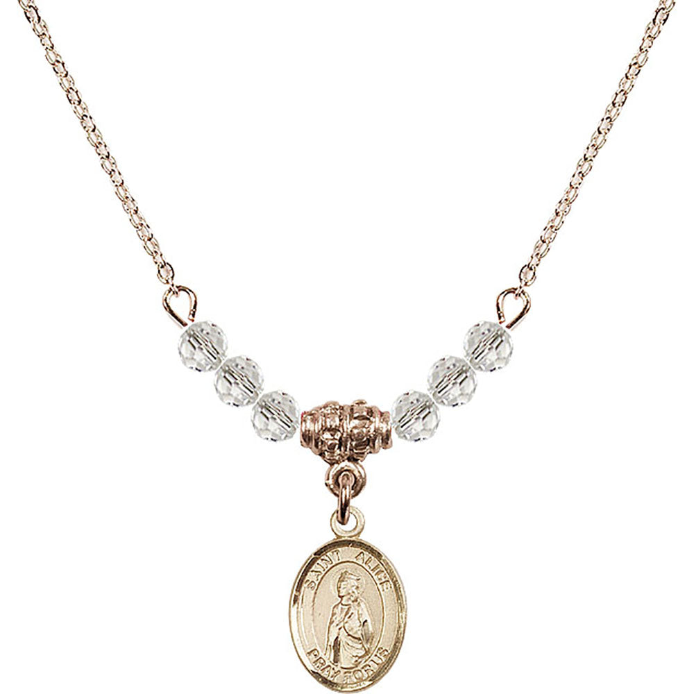 14kt Gold Filled Saint Alice Birthstone Necklace with Crystal Beads - 9248