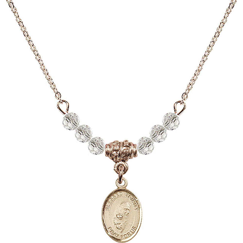 14kt Gold Filled Blessed Trinity Birthstone Necklace with Crystal Beads - 9249