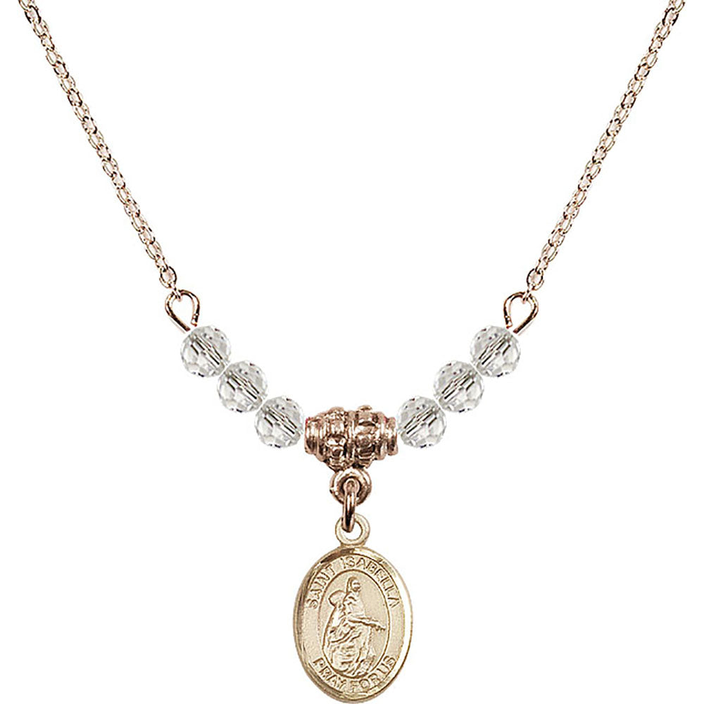 14kt Gold Filled Saint Isabella of Portugal Birthstone Necklace with Crystal Beads - 9250