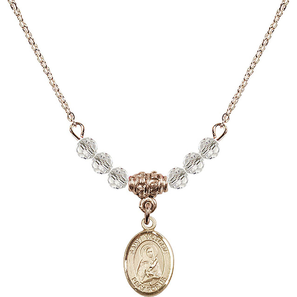 14kt Gold Filled Saint Victoria Birthstone Necklace with Crystal Beads - 9253