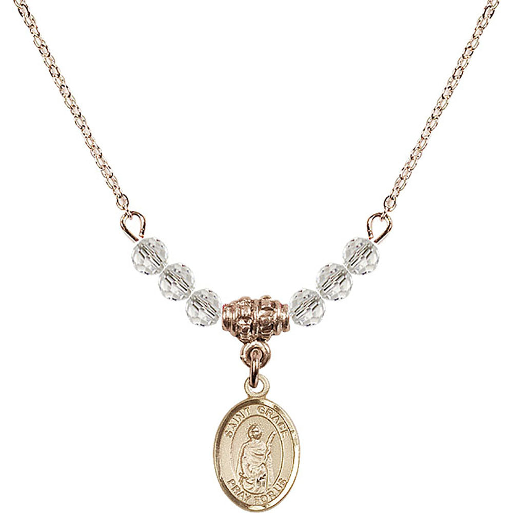 14kt Gold Filled Saint Grace Birthstone Necklace with Crystal Beads - 9255
