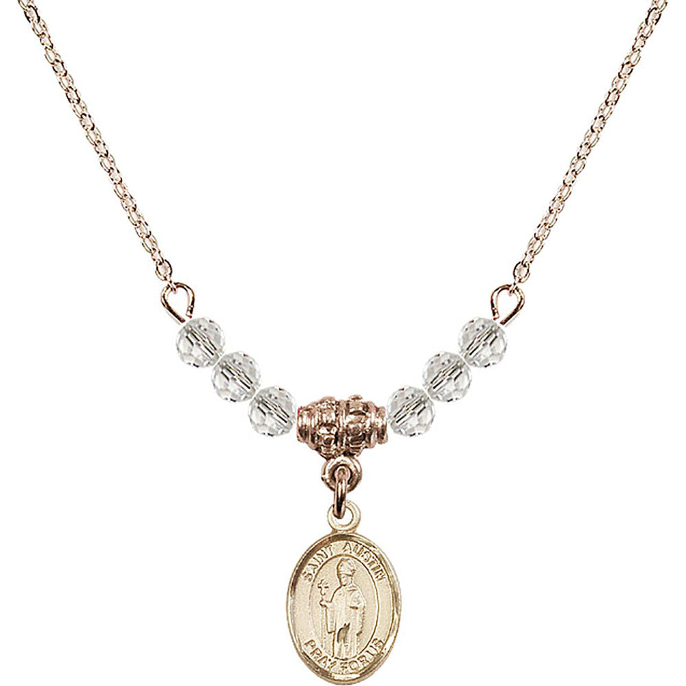 14kt Gold Filled Saint Austin Birthstone Necklace with Crystal Beads - 9256