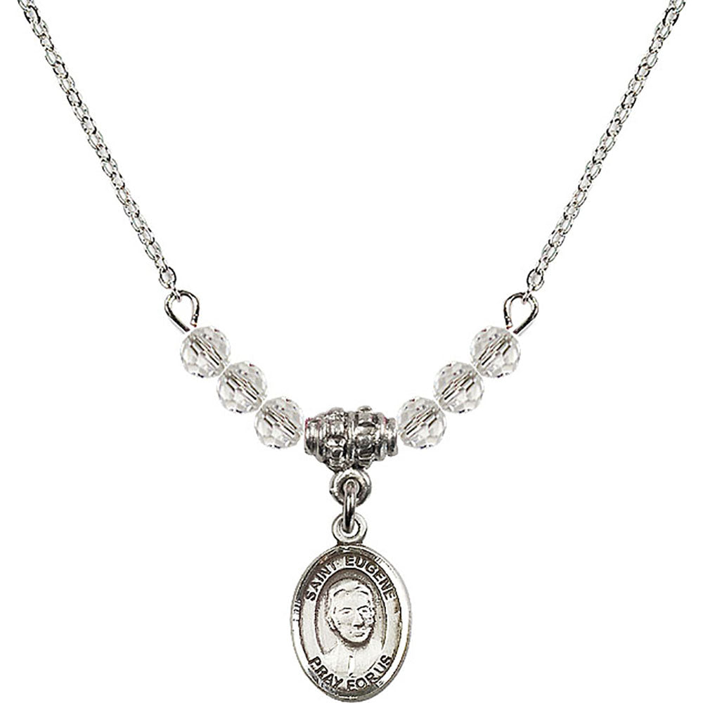 Sterling Silver Saint Eugene de Mazenod Birthstone Necklace with Crystal Beads - 9266