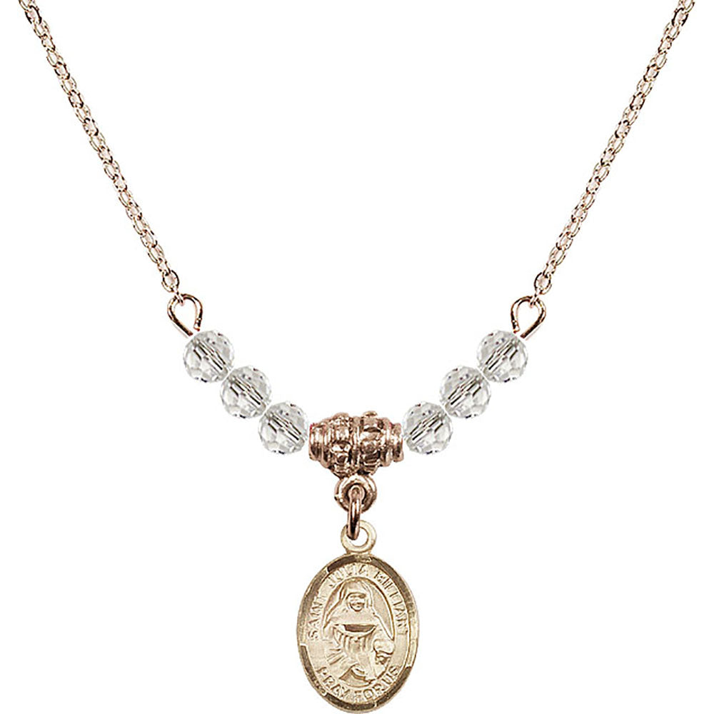 14kt Gold Filled Saint Julia Billiart Birthstone Necklace with Crystal Beads - 9267