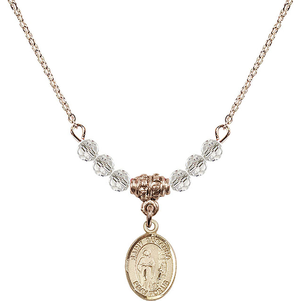14kt Gold Filled Saint Susanna Birthstone Necklace with Crystal Beads - 9280