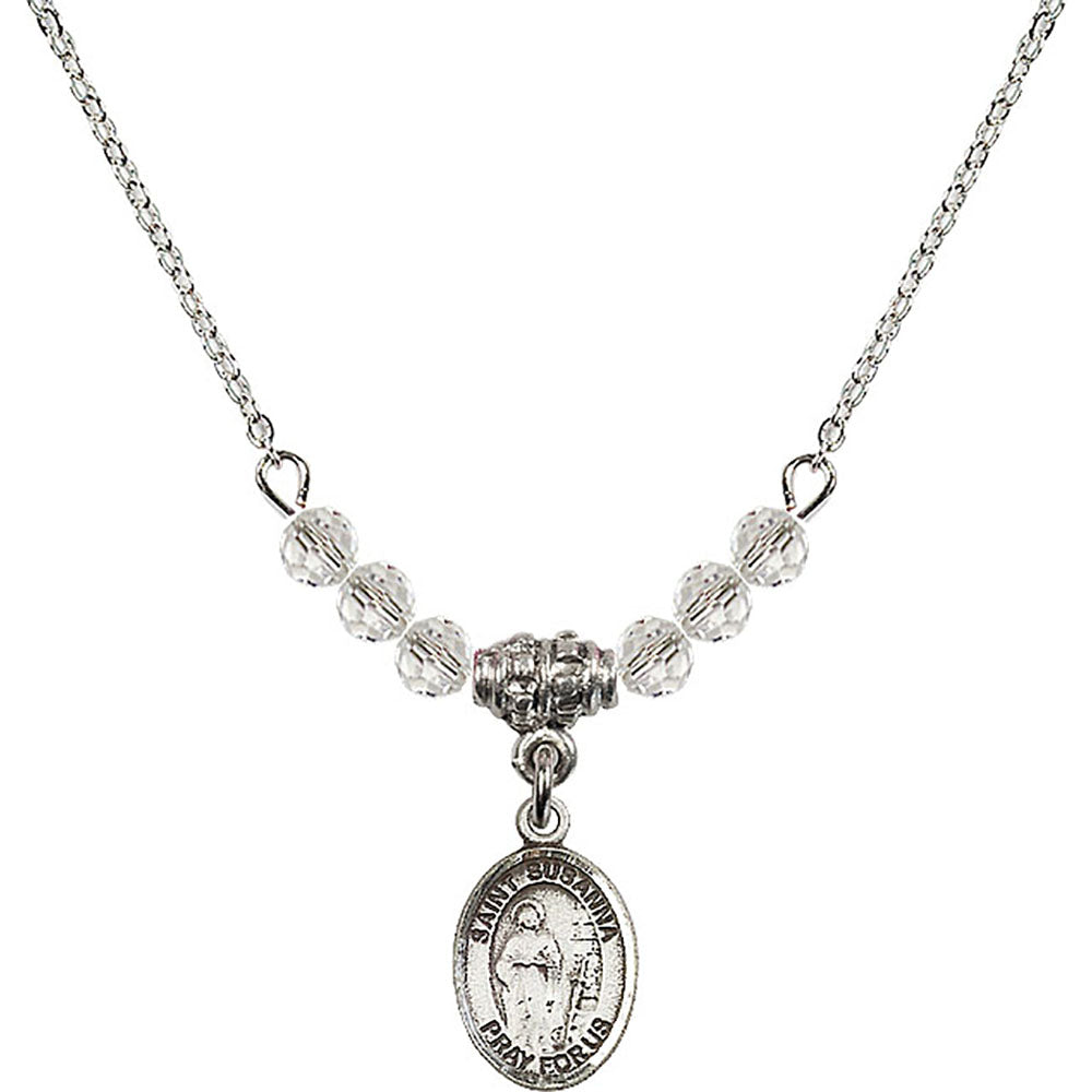 Sterling Silver Saint Susanna Birthstone Necklace with Crystal Beads - 9280