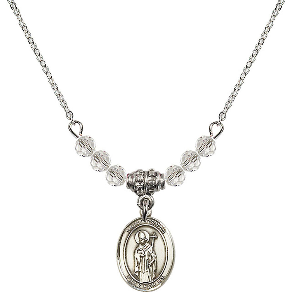 Sterling Silver Saint Ronan Birthstone Necklace with Crystal Beads - 9315