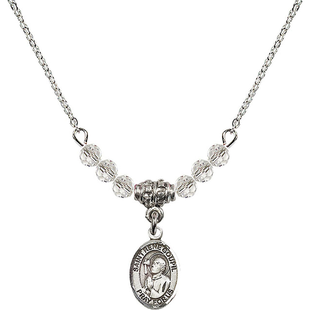 Sterling Silver Saint Rene Goupil Birthstone Necklace with Crystal Beads - 9334