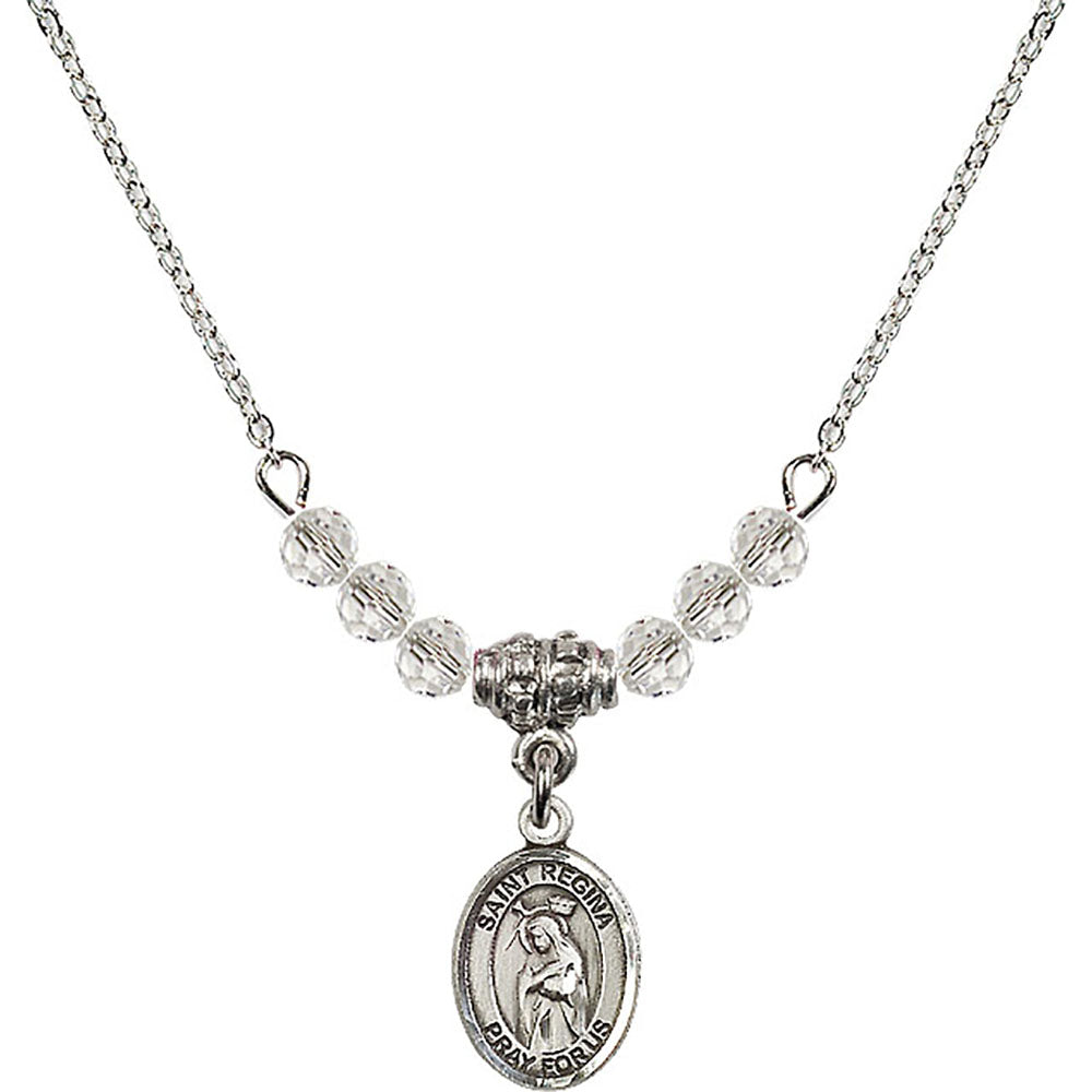 Sterling Silver Saint Regina Birthstone Necklace with Crystal Beads - 9335
