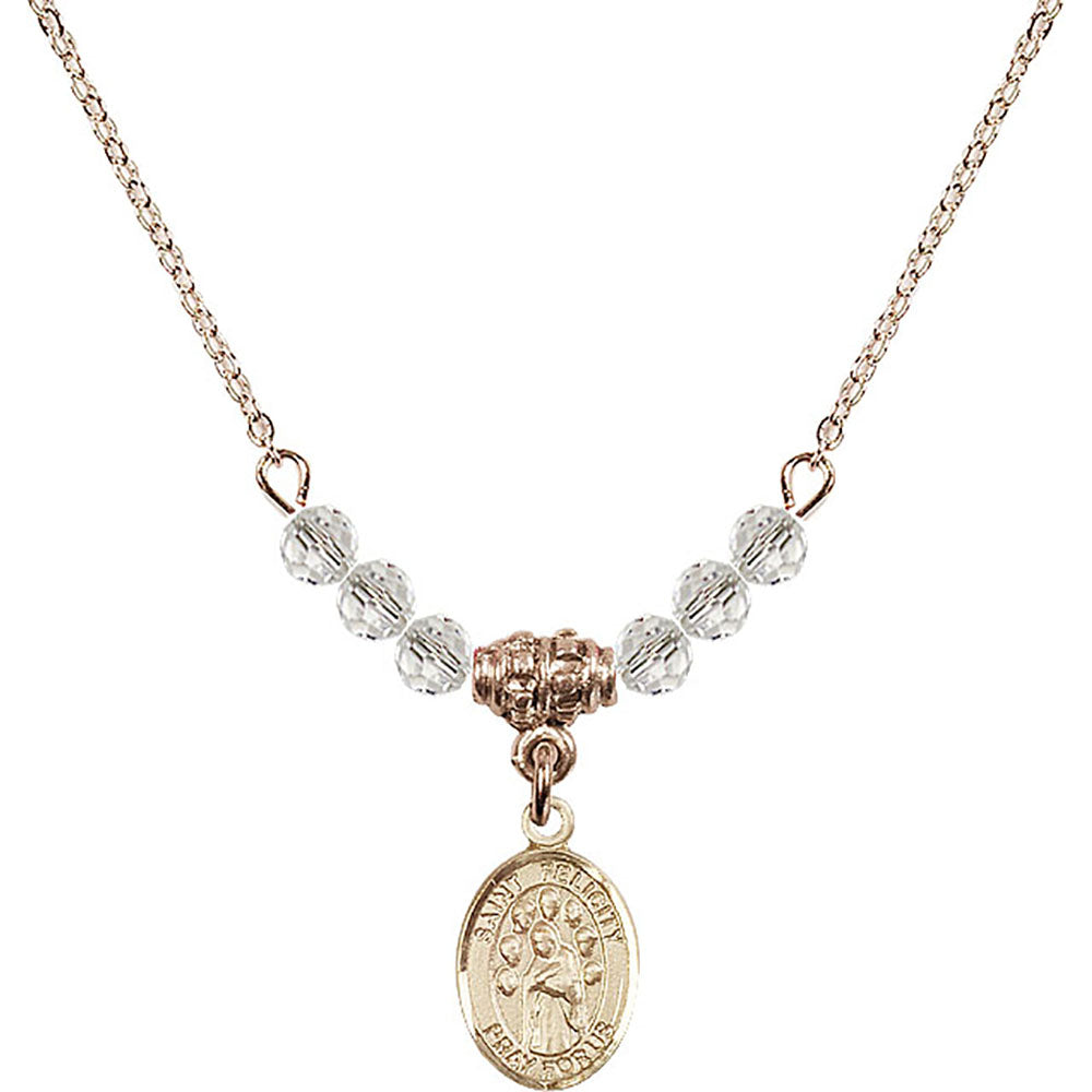 14kt Gold Filled Saint Felicity Birthstone Necklace with Crystal Beads - 9341