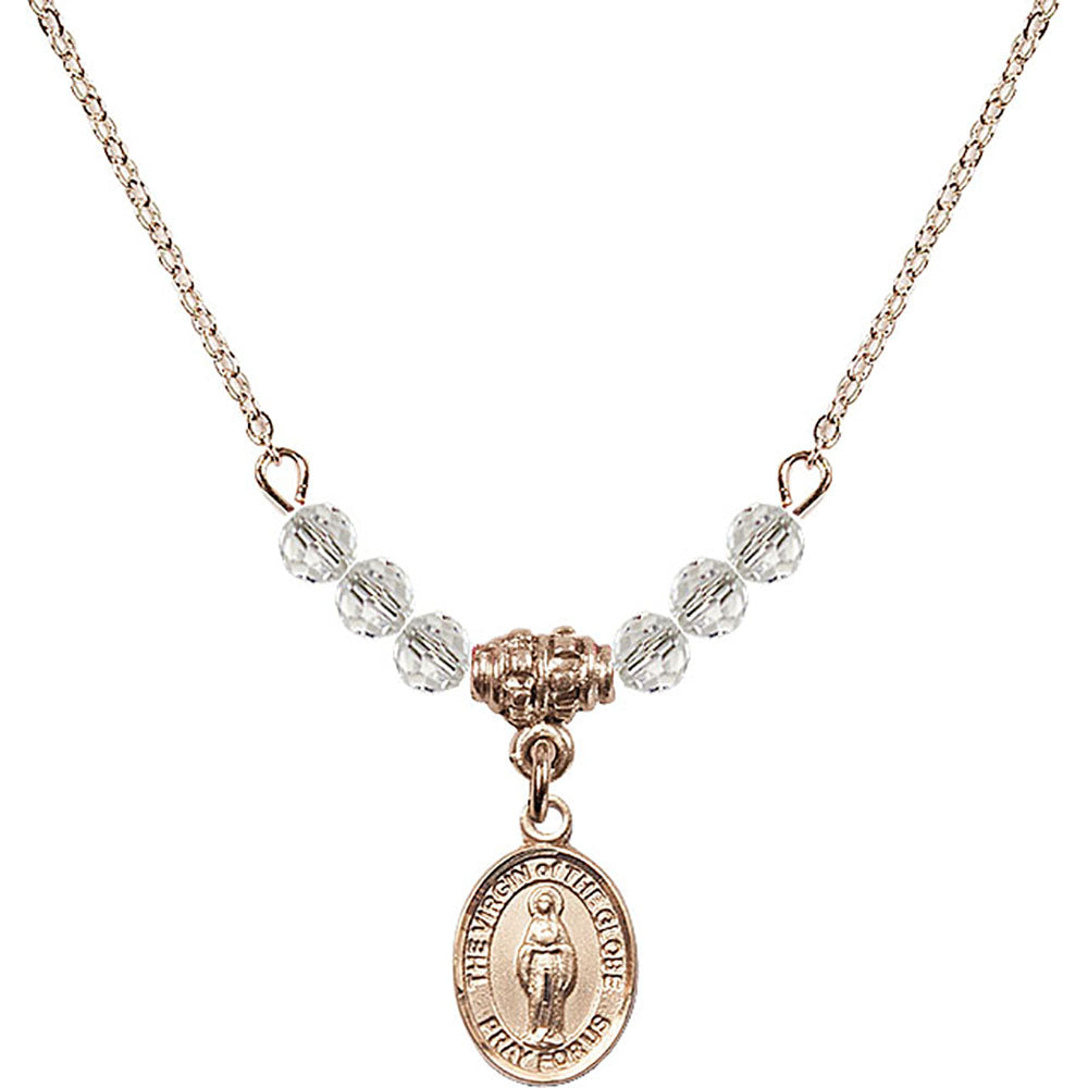 14kt Gold Filled Virgin of the Globe Birthstone Necklace with Crystal Beads - 9345