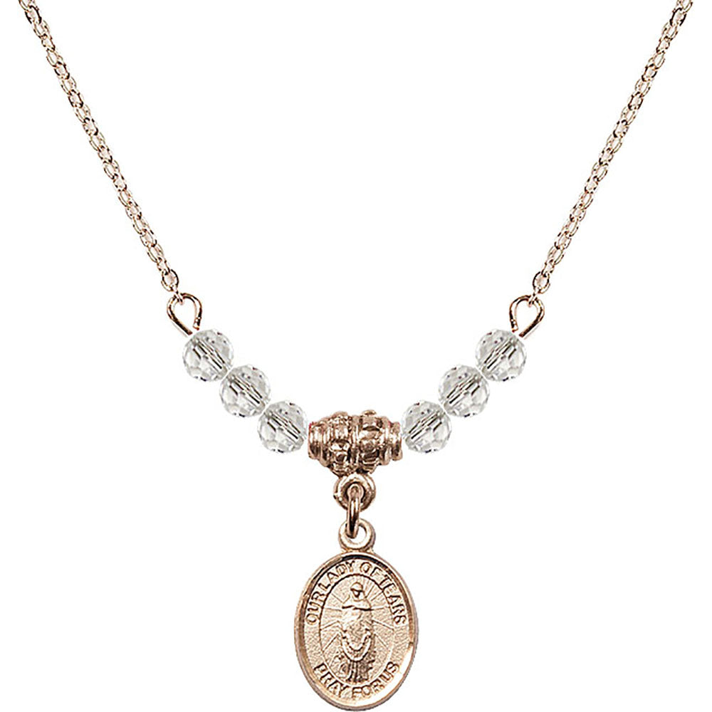 14kt Gold Filled Our Lady of Tears Birthstone Necklace with Crystal Beads - 9346