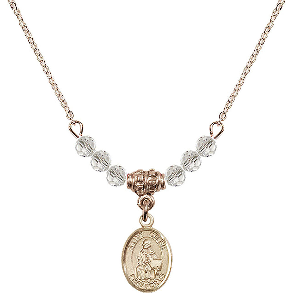 14kt Gold Filled Saint Giles Birthstone Necklace with Crystal Beads - 9349