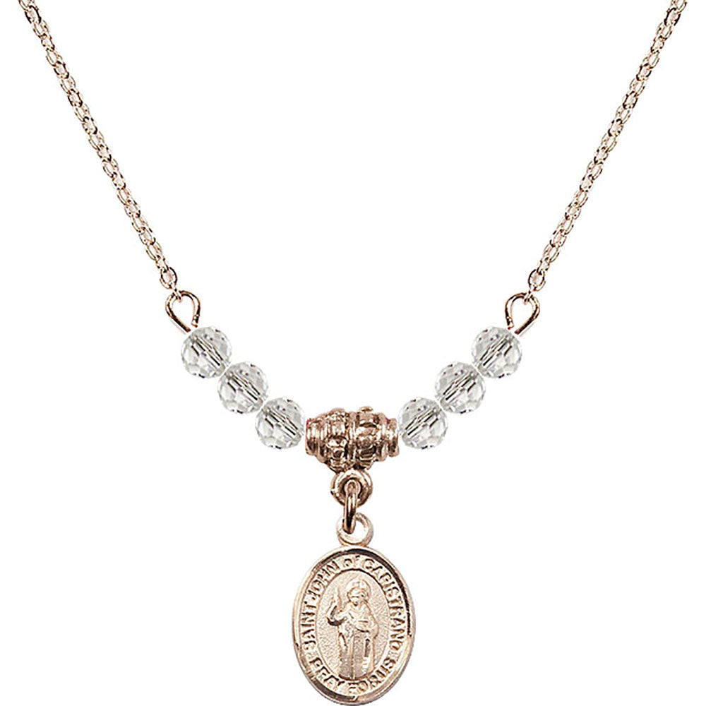 14kt Gold Filled Saint John of Capistrano Birthstone Necklace with Crystal Beads - 9350