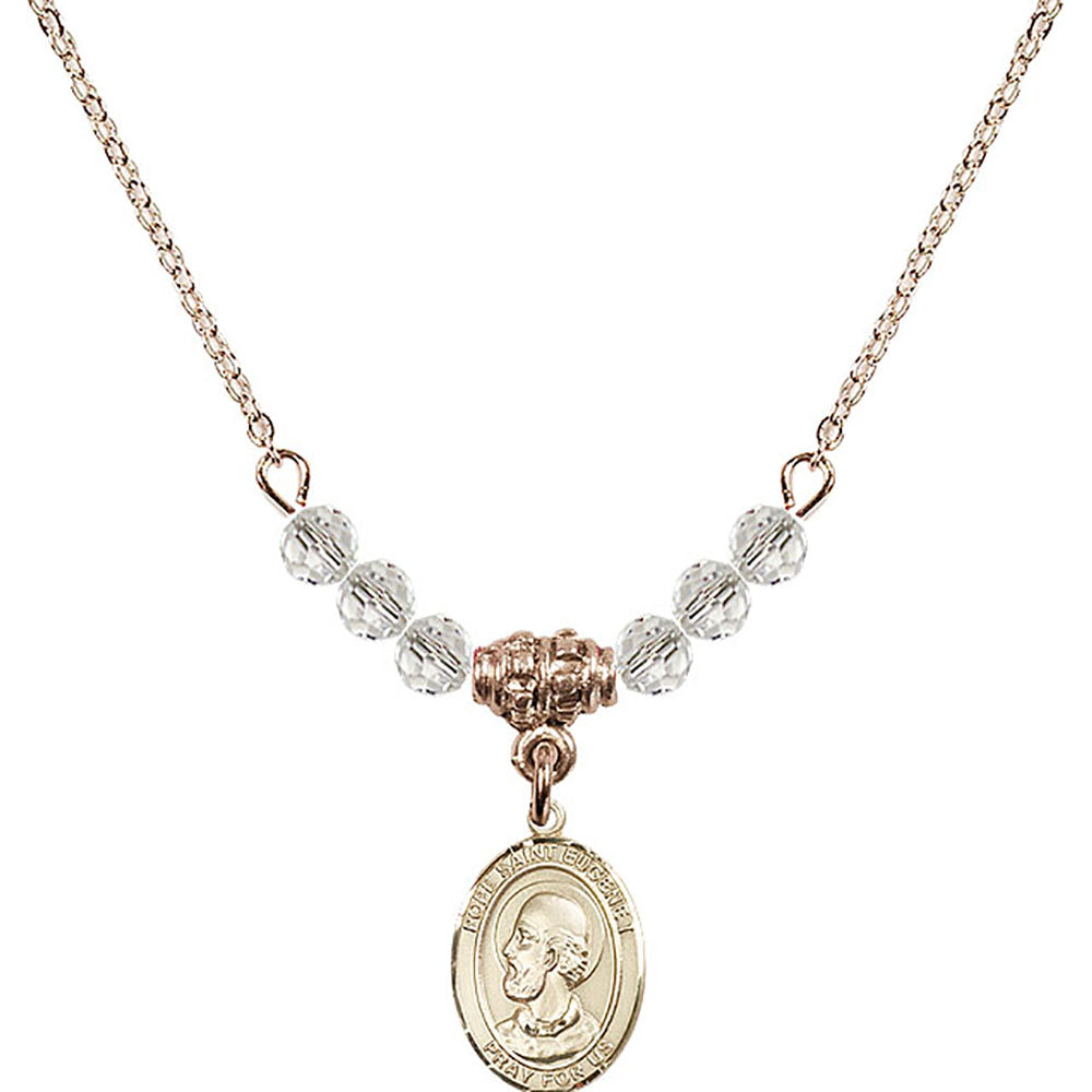 14kt Gold Filled Pope Saint Eugene I Birthstone Necklace with Crystal Beads - 9352
