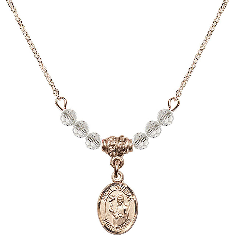 14kt Gold Filled Saint Dunstan Birthstone Necklace with Crystal Beads - 9355