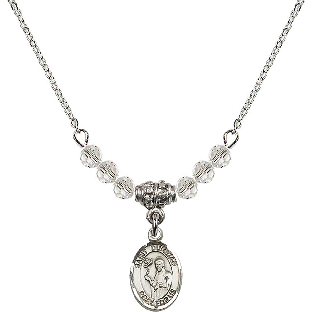 Sterling Silver Saint Dunstan Birthstone Necklace with Crystal Beads - 9355