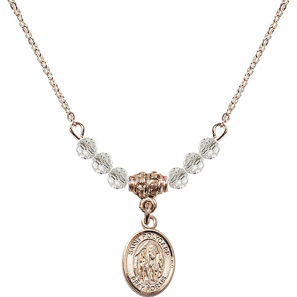 14kt Gold Filled Saint Polycarp of Smyrna Birthstone Necklace with Crystal Beads - 9363