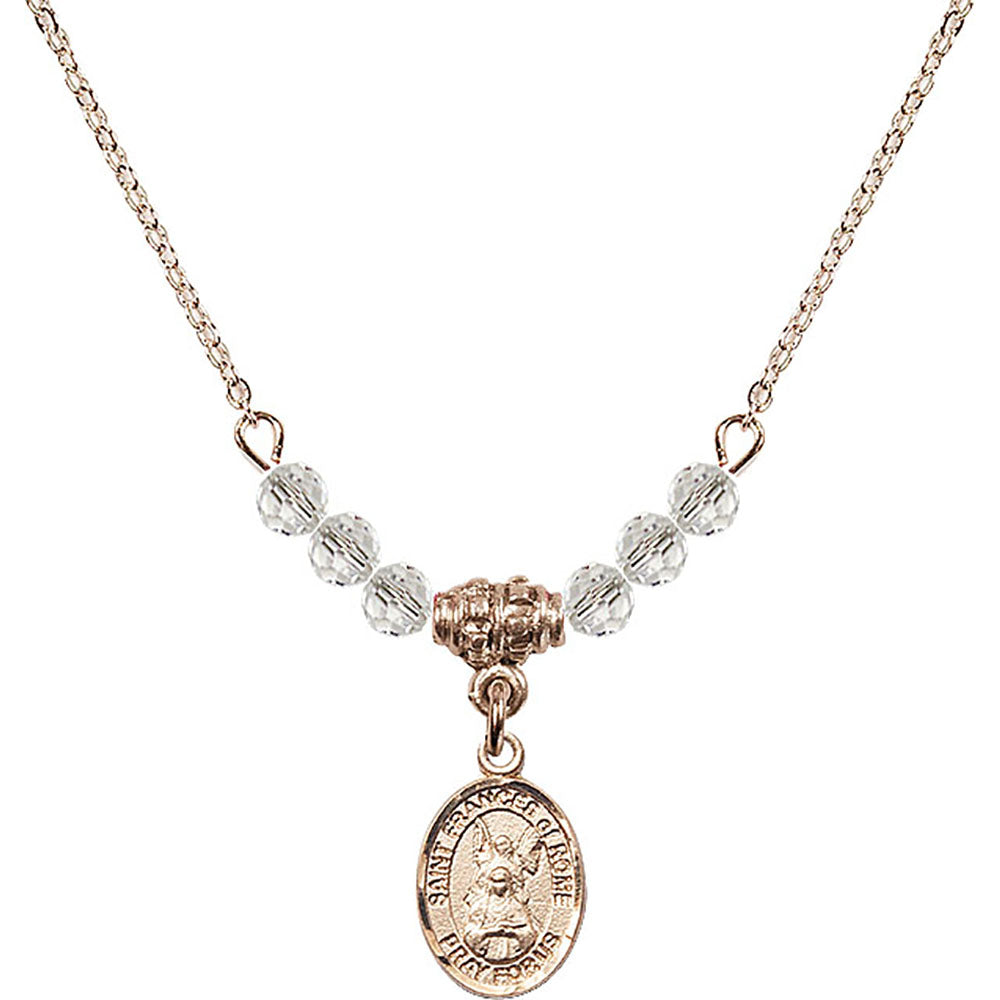 14kt Gold Filled Saint Frances of Rome Birthstone Necklace with Crystal Beads - 9365