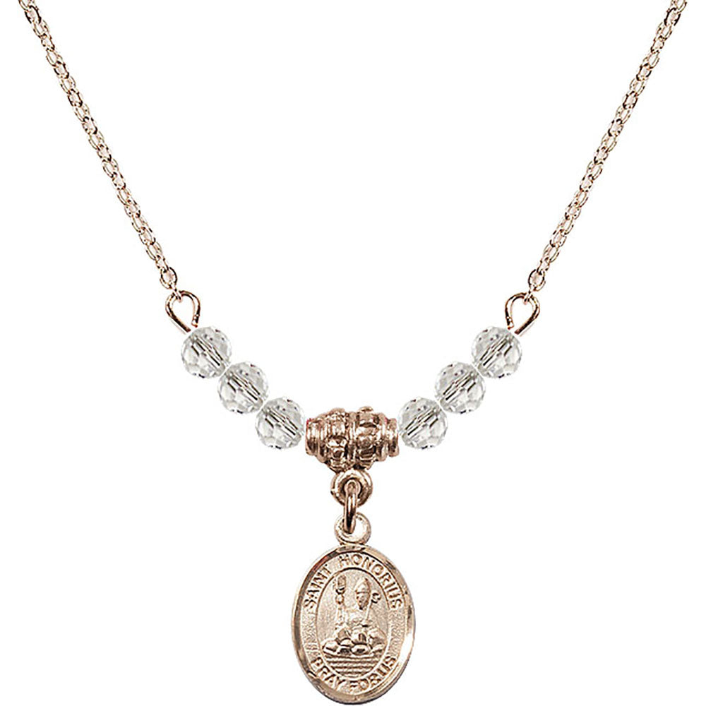 14kt Gold Filled Saint Honorius of Amiens Birthstone Necklace with Crystal Beads - 9376