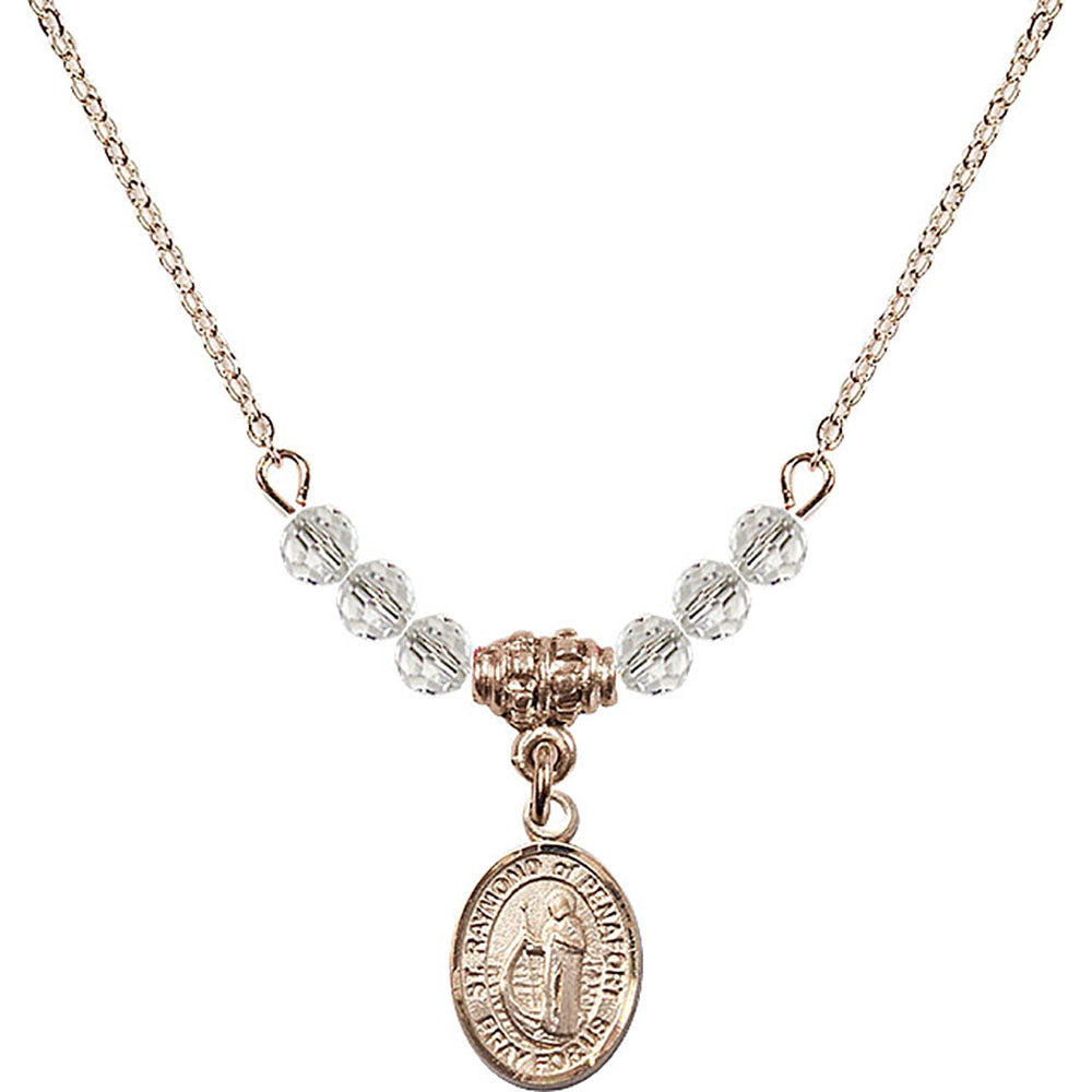 14kt Gold Filled Saint Raymond of Penafort Birthstone Necklace with Crystal Beads - 9385