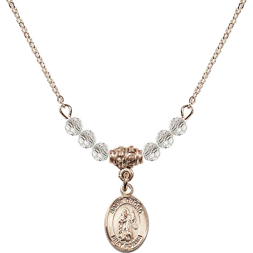 14kt Gold Filled Saint Drogo Birthstone Necklace with Crystal Beads - 9386