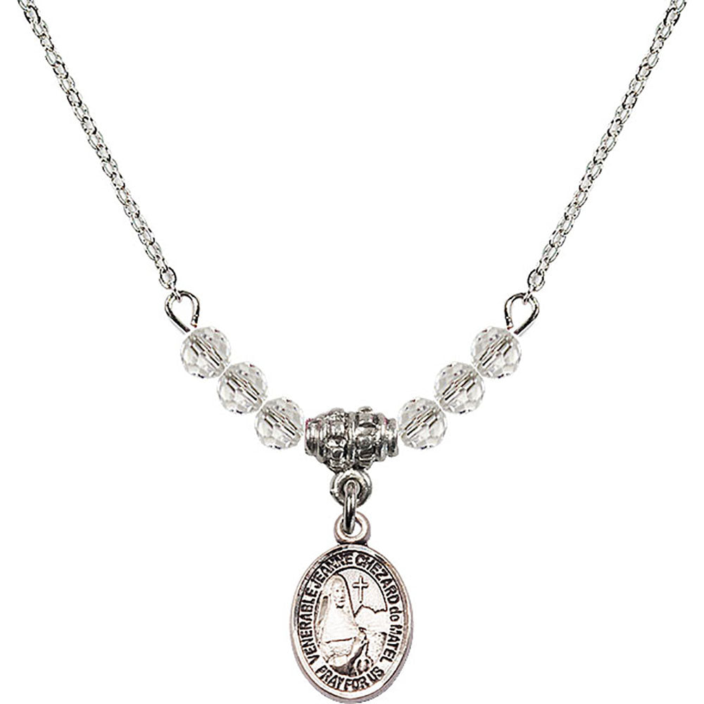 Sterling Silver Saint Jeanne Chezard de Matel Birthstone Necklace with Crystal Beads - 9401