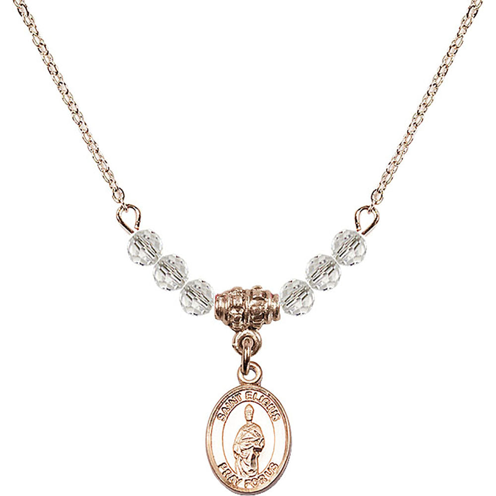 14kt Gold Filled Saint Eligius Birthstone Necklace with Crystal Beads - 9402
