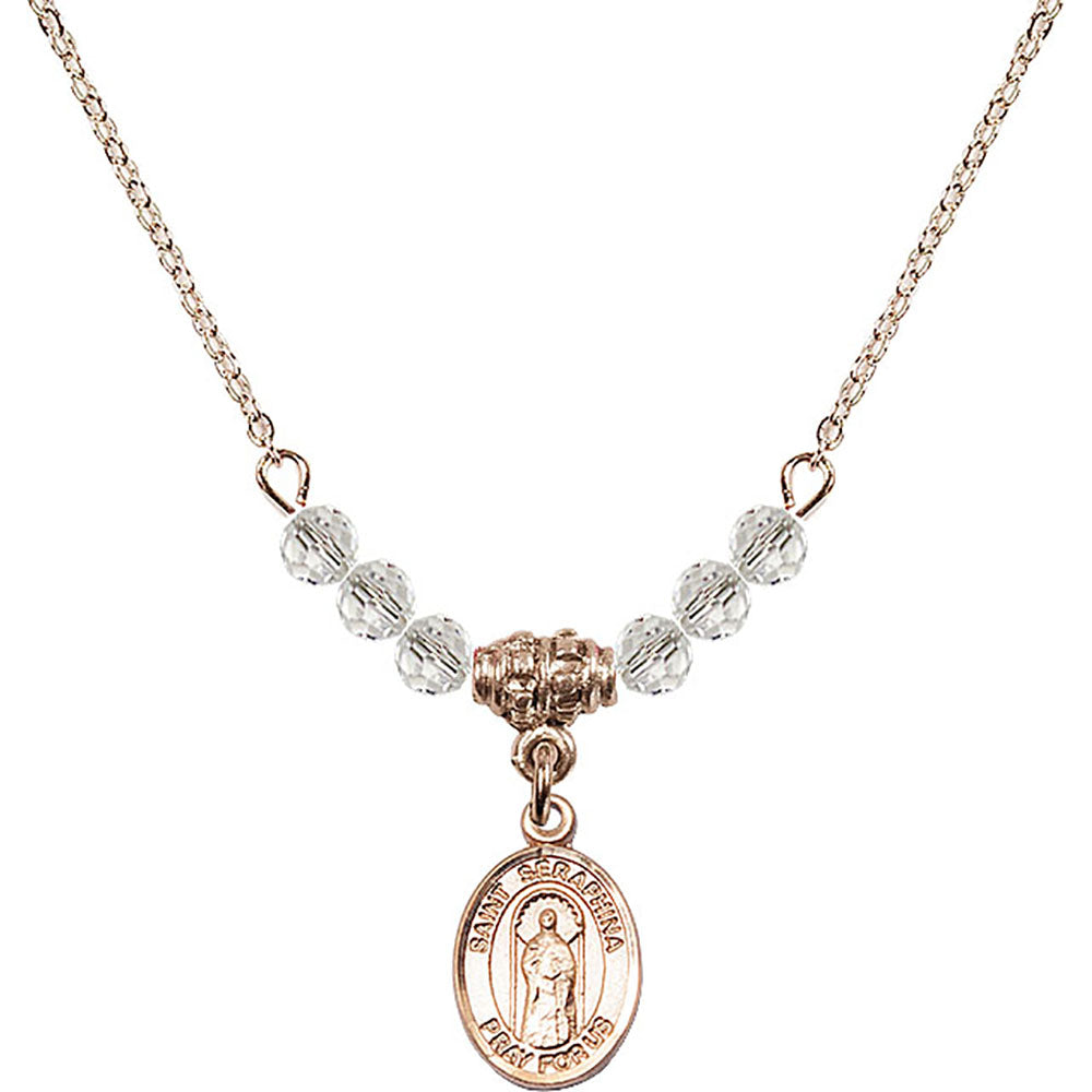 14kt Gold Filled Saint Seraphina Birthstone Necklace with Crystal Beads - 9405