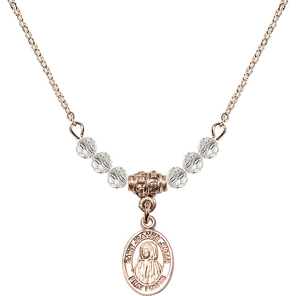 14kt Gold Filled Saint Jeanne Jugan Birthstone Necklace with Crystal Beads - 9409