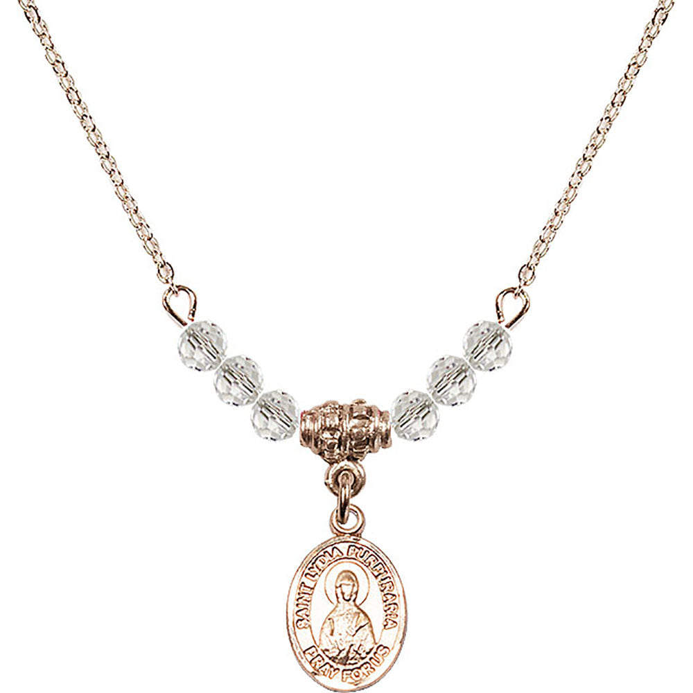14kt Gold Filled Saint Lydia Purpuraria Birthstone Necklace with Crystal Beads - 9411