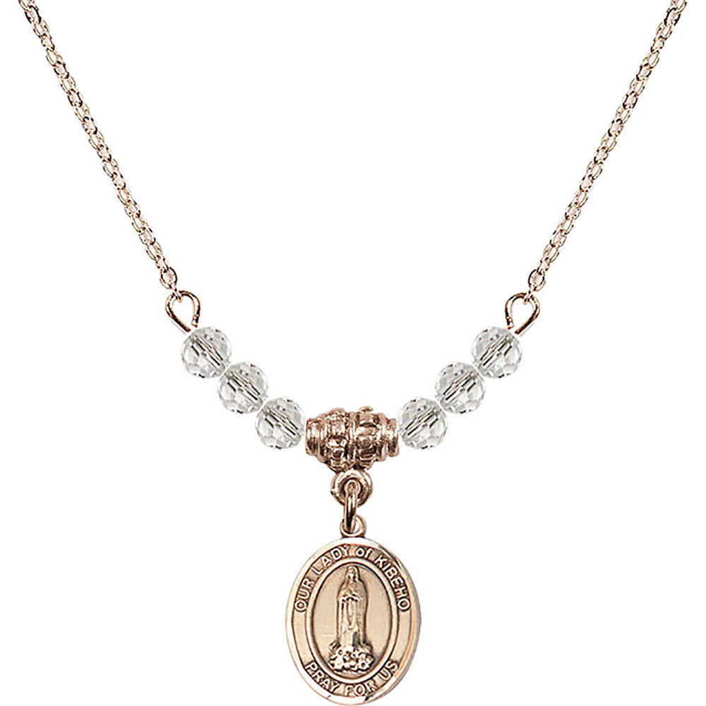 14kt Gold Filled Our Lady of Kibeho Birthstone Necklace with Crystal Beads - 9414