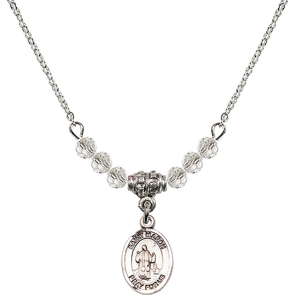 Sterling Silver Saint Maron Birthstone Necklace with Crystal Beads - 9417