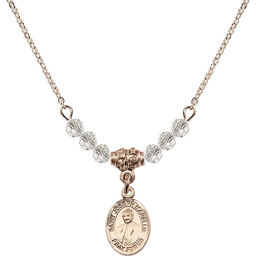 14kt Gold Filled Saint Joseph Marello Birthstone Necklace with Crystal Beads - 9430