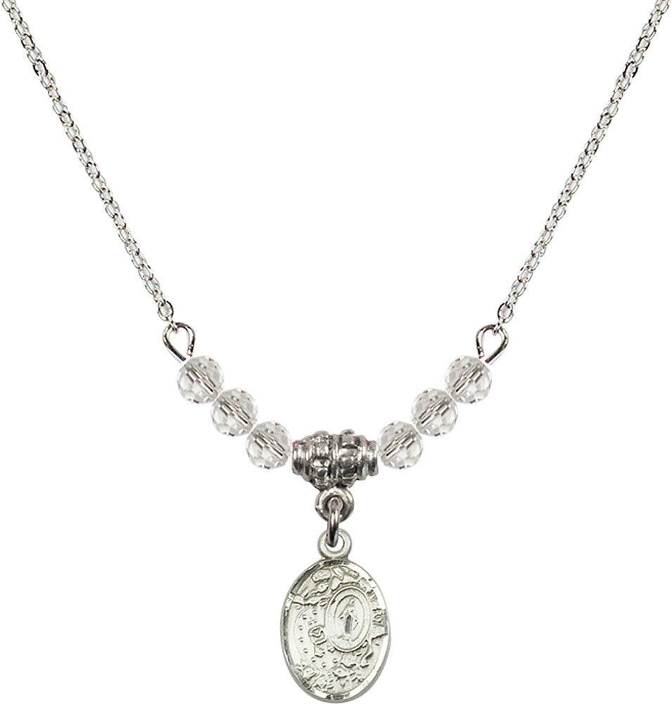 Sterling Silver Miraculous Birthstone Necklace with Crystal Beads - 9682