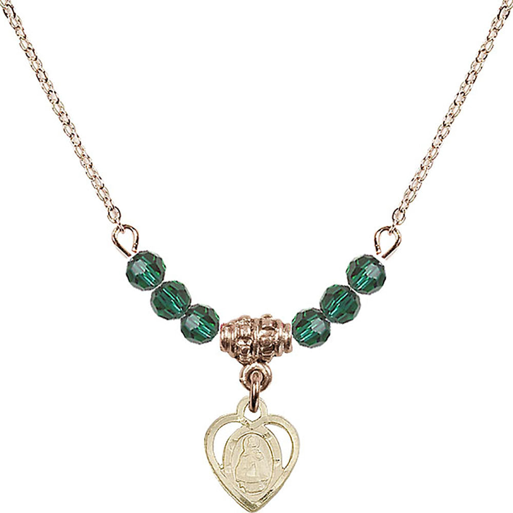 14kt Gold Filled Infant Birthstone Necklace with Emerald Beads - 5413