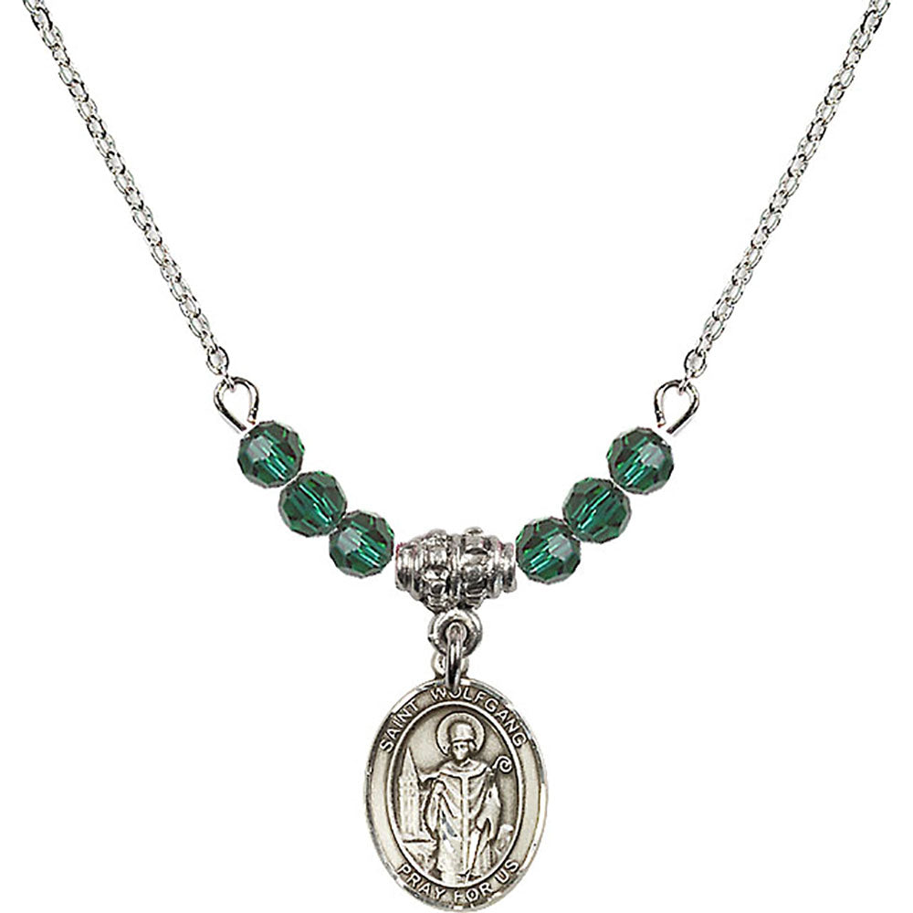Sterling Silver Saint Wolfgang Birthstone Necklace with Emerald Beads - 9323