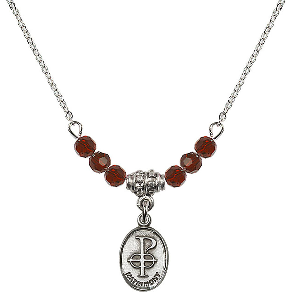 Sterling Silver Matrimony Birthstone Necklace with Garnet Beads - 0969