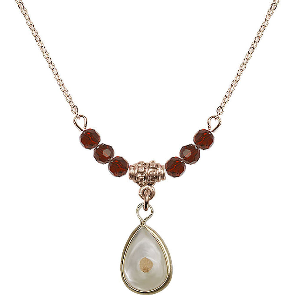 14kt Gold Filled Mustard Seed Birthstone Necklace with Garnet Beads - 1700