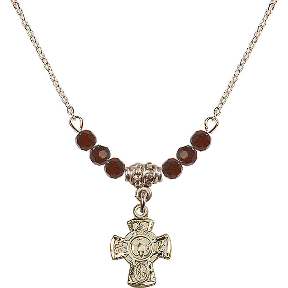 14kt Gold Filled 5-Way Birthstone Necklace with Garnet Beads - 3145