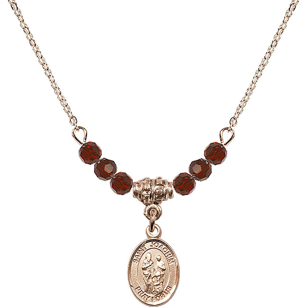 14kt Gold Filled Saint Joachim Birthstone Necklace with Garnet Beads - 9348