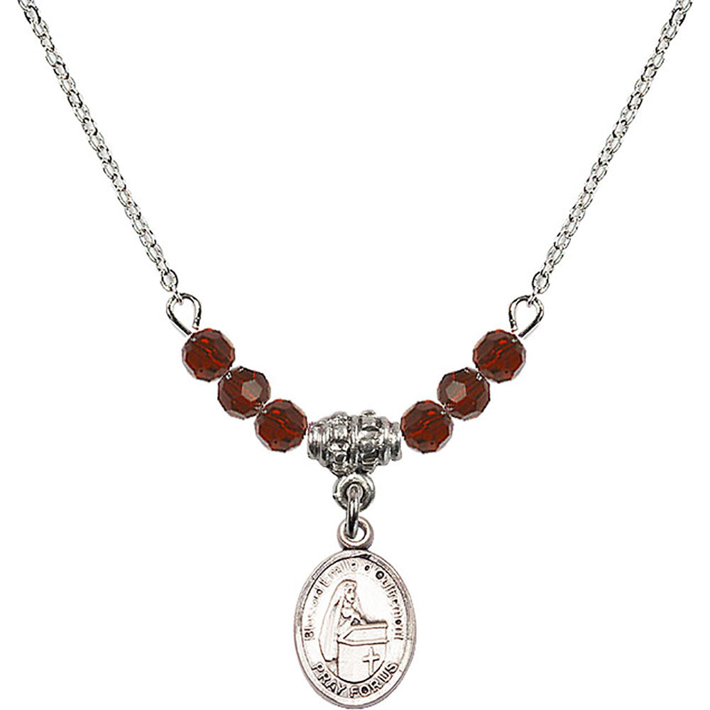 Sterling Silver Blessed Emilee Doultremont Birthstone Necklace with Garnet Beads - 9390