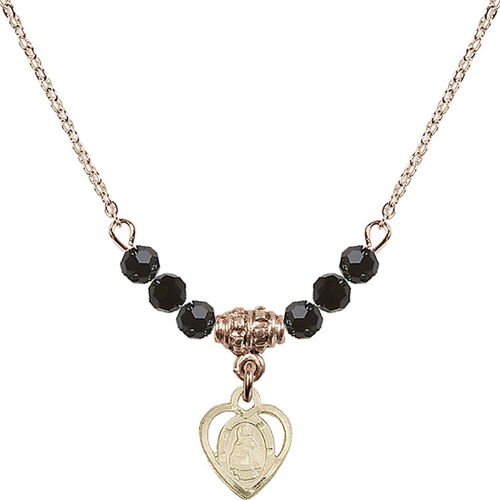 14kt Gold Filled Infant Birthstone Necklace with Jet Beads - 5413