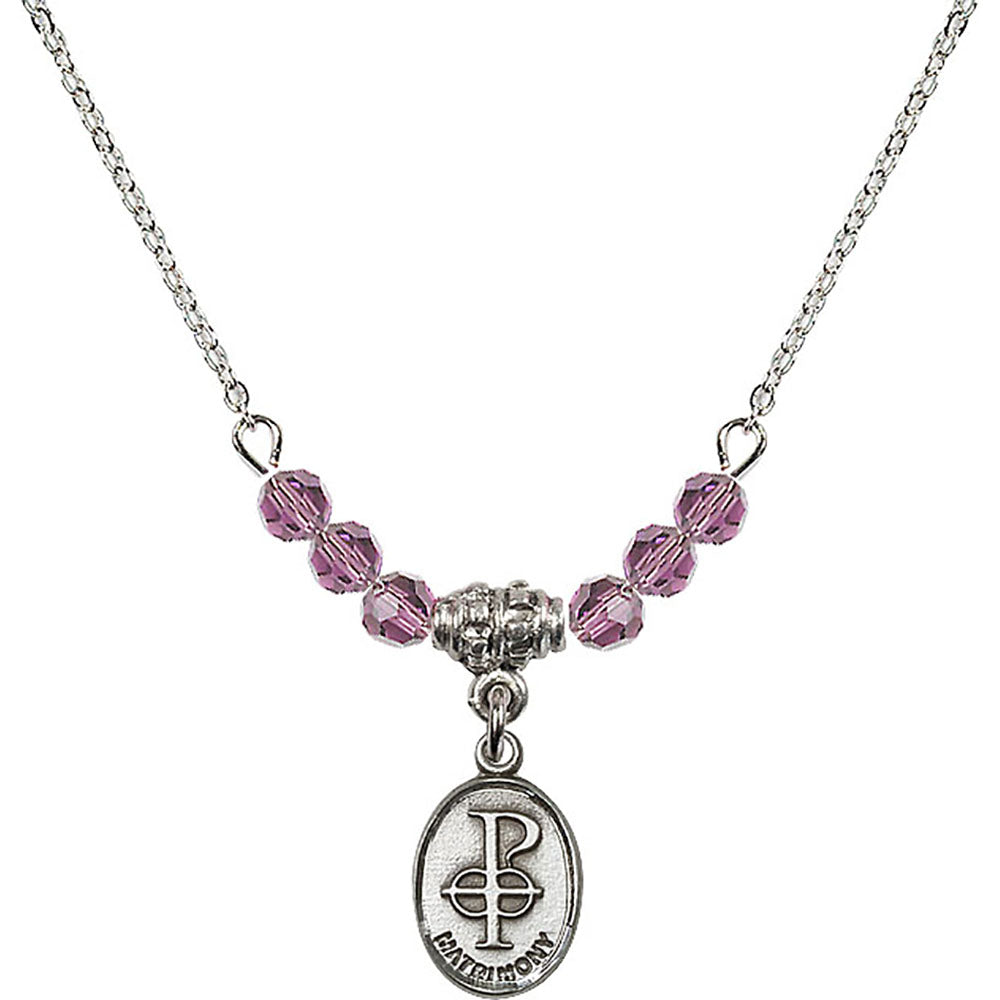 Sterling Silver Matrimony Birthstone Necklace with Light Amethyst Beads - 0969